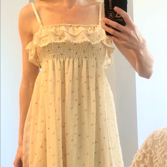 Floral flowy cream empire summer dress - Picture 4 of 4